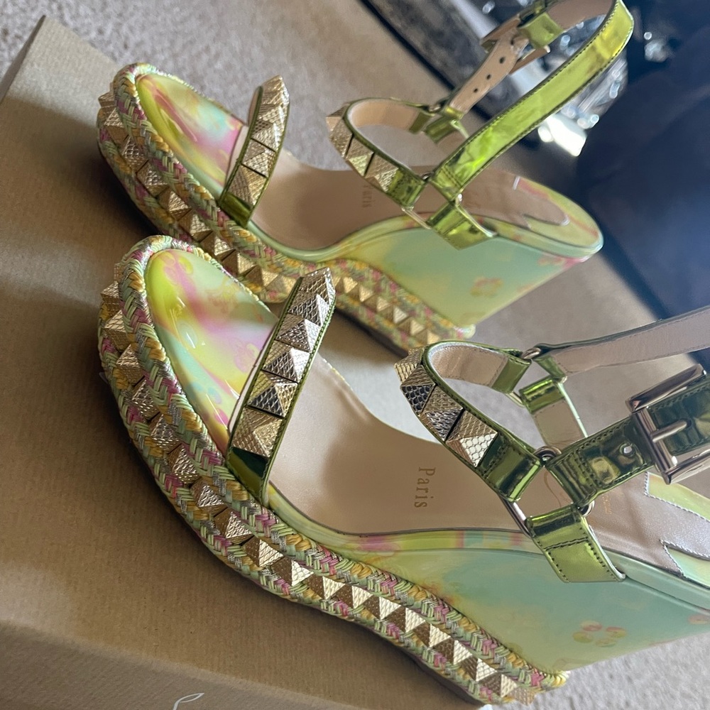 Christian louboutin studded wedge